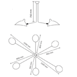 Stropna svjetiljka S13-6 Crna - Slika 2